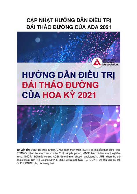 Ada2021 Bẹnh Học C ¾ P Nh ¾t H ̄Þ Ng D ¾n IÞ U Tr Þ Ái ThÁo ̄Þ Ng C þ A Ada 2021 T ÿ Vi ¿ T