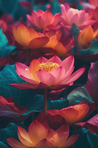 Premium Photo Illustration Lotus Flower Print For Shirt Printing