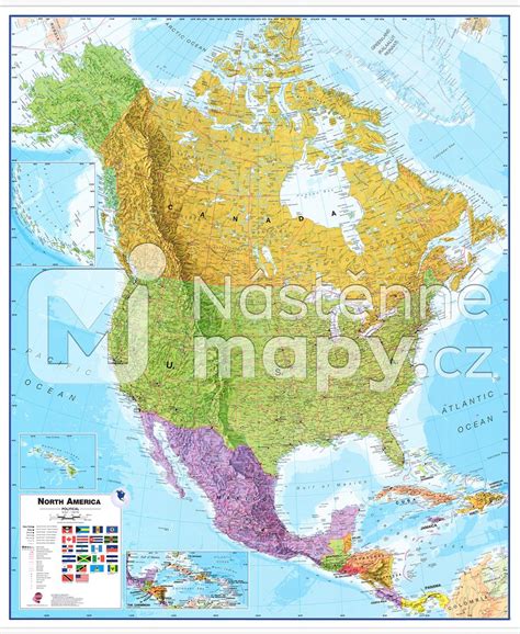 Nástěnná mapa SEVERNÍ AMERIKA | Nástěnné mapy.cz