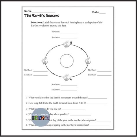 The Earths Seasons Activity Worksheet Tilt Of The Earth Axis And