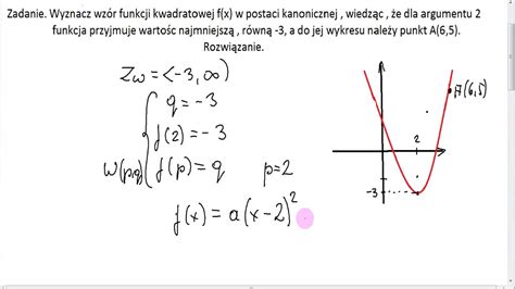 Zadanie Wyznaczanie Wzoru Funkcji Kwadratowej W Postaci Kanonicznej