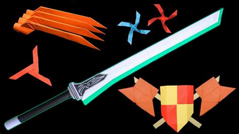 06 Easy Origami Ninja Star Sword Axe Claw How To Make Youtube