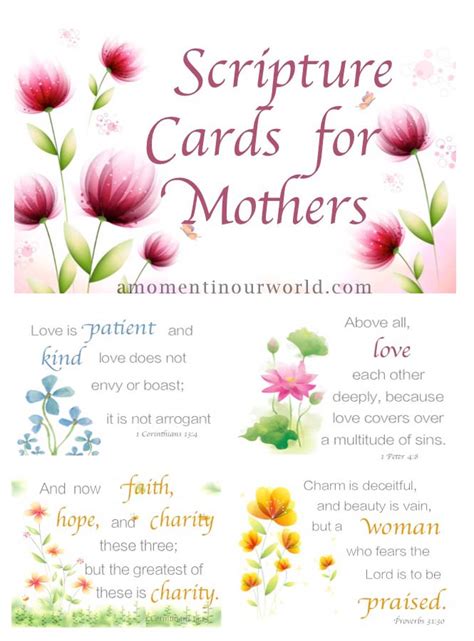 Scripture Verse Cards For Mothers Simple Living Creative Learning