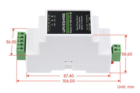 Przemysłowy serwer szeregowy RS232 do RJ45 Ethernet TCP IP Waveshare