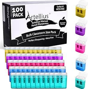 100 Pack Bulk Pencil Sharpeners Double Hole Sharpener For Classroom