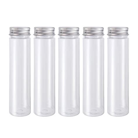 Etereauty Pcs Flat Bottomed Plastic Clear Test Tubes With Screw Caps