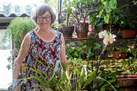 Senhora Cuidando Das Plantas Em Seu Jardim Imagem De Stock Imagem De