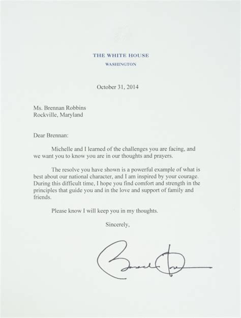 President Barack Obama Signed Brennan Robbins Letter