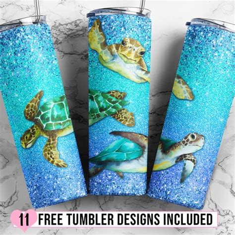 Sea Turtles Sublimation Tumbler Designs Glitter Ocean Oz Etsy