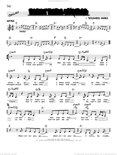 Right Here Waiting Sheet Music Real Book With Lyrics PDF