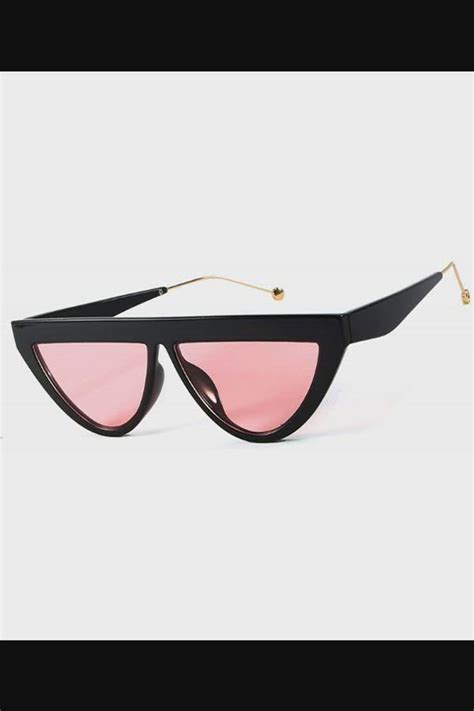 Vintage Retro Cat Eye Sunglasses Small Frame Flat Lens Pink Lens