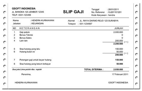 Contoh Slip Gaji Terbaru Dan Terlengkap Beserta Komponen Greatday Hr