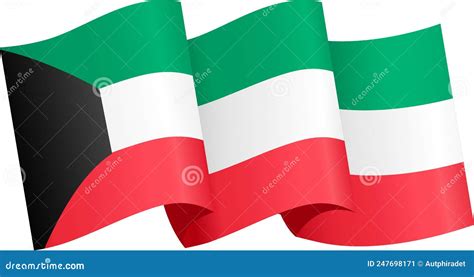 Kuwait Flag Wave Isolated On Png Or Transparent Background Symbol