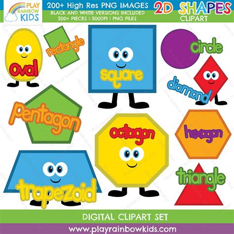 2D Shapes Clipart Geometric Clipart Cute Clipart Teacher Clipart ...