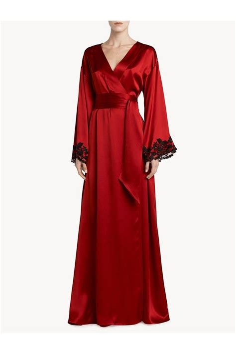 Red Long Silk Robe With Frastaglio By La Perla Fancy Robes Luxury