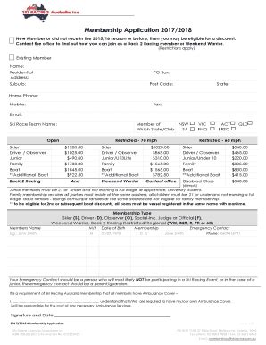 Fillable Online SRA Membership Form 2017 2018 Ski Racing Australia