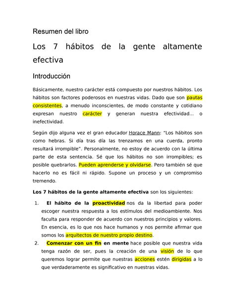 Resumen De H Bitos De La Gente Altamente Efectiva Resumen Del Libro