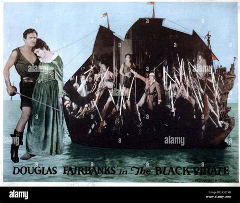 The Black Pirate Douglas Fairbanks Billie Dove Filmed In 2 Colour Technicolour Date 1926 Stock