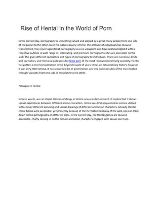 Rise Of Hentai In The World Of Porn Docx