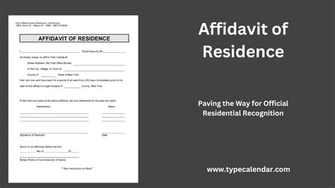 Free Printable Affidavit Of Residence Template Pdf Word