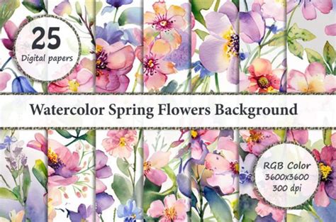 Watercolor Spring Flowers Background Graphic by Digital Design house · Creative Fabrica