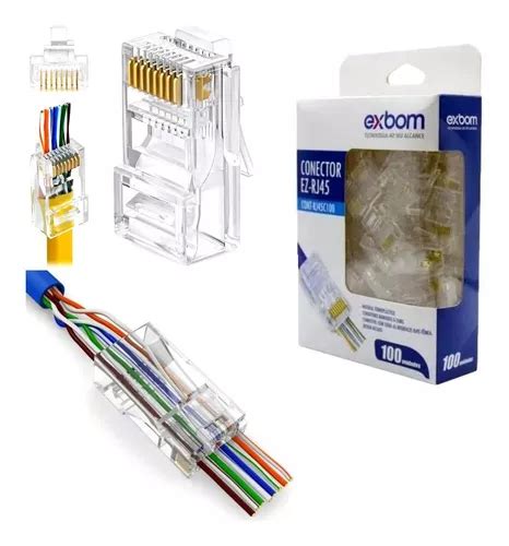 Conector Rede Ez Rj45 Vazado Pack 100 Unidades Nf