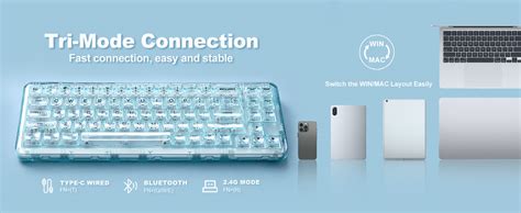 Amazon Yunzii X Wireless Hot Swappable Transparent Mechanical Keyboard With Clear Keycaps