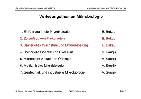 Mikrobiologie WS09 Seite 1 2 3 4 Einführung in Mikrobiologie