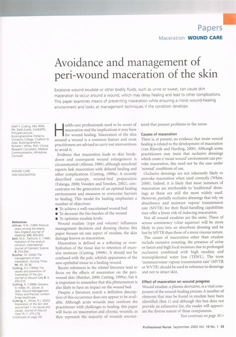 (PDF) Avoidance and management of peri-wound maceration of the skin