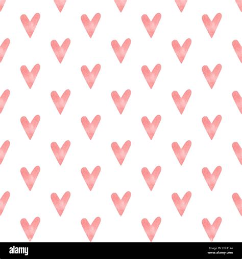 Watercolor Heart Seamless Pattern Pink Hearts Pastel Watercolour