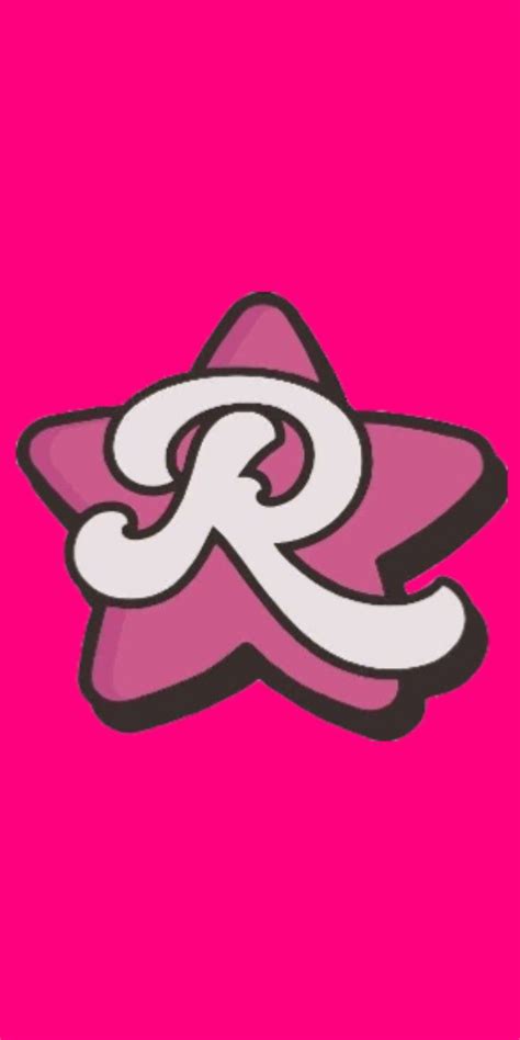 The Letter R Is Shown In Pink And White On A Pink Background With An