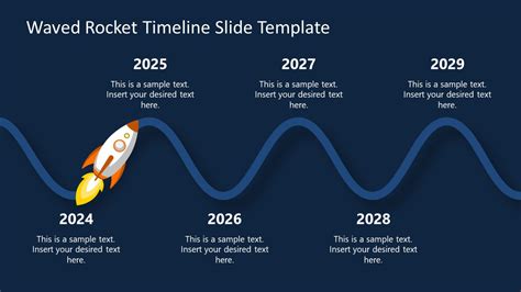 Waved Rocket Timeline Template For PowerPoint SlideModel