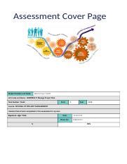 BSBPMG517 Manage Project Risk TASK 2 Docx Assessment Cover Page