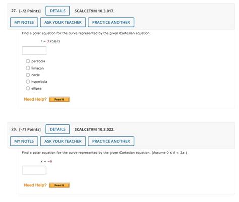 Solved 27 12 Points DETAILS SCALCET9M 10 3 017 MY NOTES Chegg