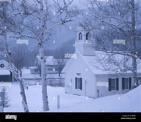 New England Village in Winter Stock Photo - Alamy