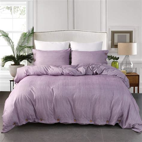 Jellymoni Purple Duvet Cover Set 3 In 1 Luxury Button Bedding Set Ultra Soft