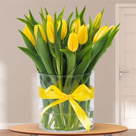 Yellow Tulips In A Vase