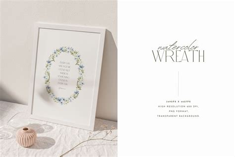 Blue Watercolor Wreath Floral Wreath Clipart Bridal Clipart Floral