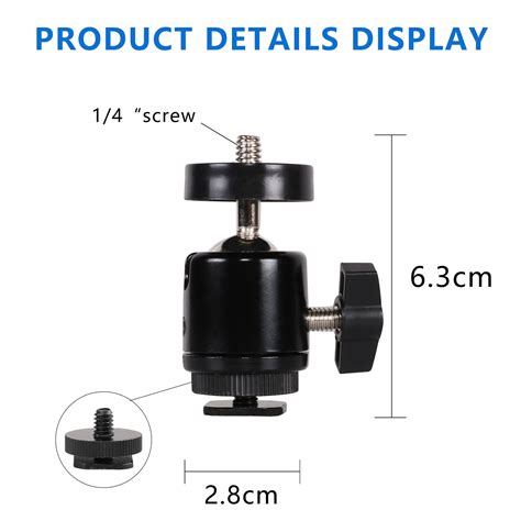 Getuscart Qyxinc Hot Shoe Mount Adapter Degree Swivel Mini Ball Head With Inch Screw