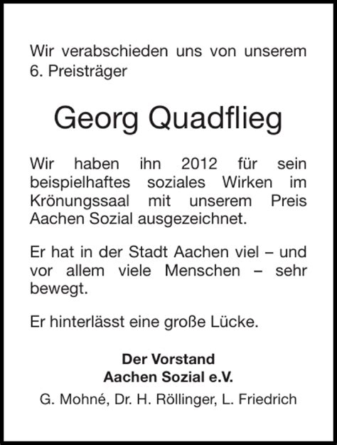 Traueranzeigen Von Georg Quadflieg Aachen Gedenkt