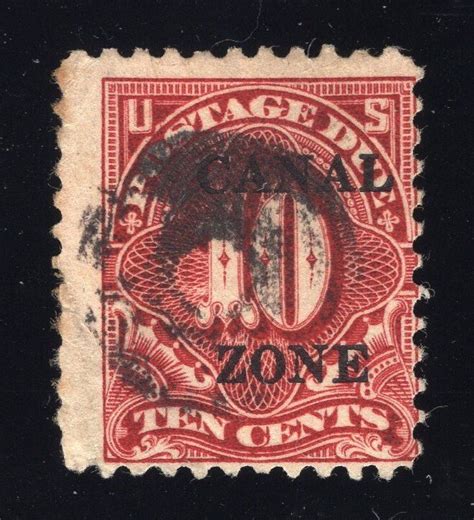 Canal Zone Postage Due J20 10 Cents Carmine Rose Cork Cancel