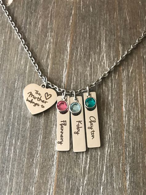 Mother Name Necklace 1 2 3 4 5 6 Names Birthstones Mom Jewelry