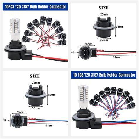 10pcslot T25 3156 3157 P27w Car Lamp Light Adapter Extension Connector