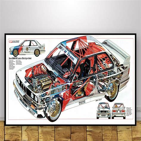 Bmw M3 E30 Retro Racing Car Canvas Art Print For Home Decoration Free Shipping