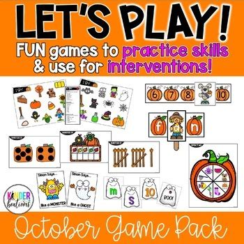 Kindergarten Math and Reading Games and Interventions - OCTOBER | TPT