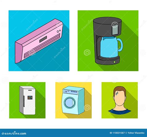 Home Appliances And Equipment Flat Icons In Set Collection For Designmodern Household