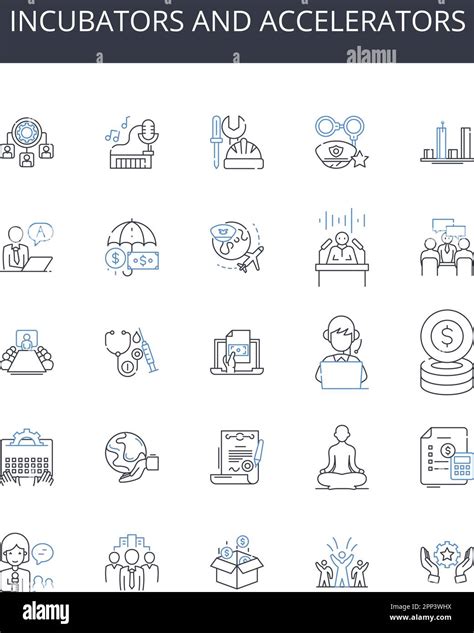 Incubators And Accelerators Line Icons Collection Startup Labs