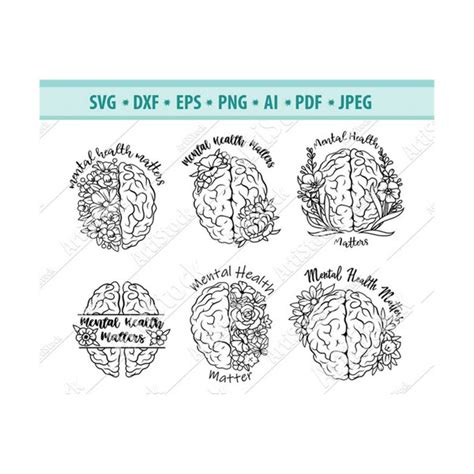 Mental Health Matters Svg Floral Brain Svg Anatomy Svg Mi Inspire