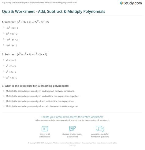 Add Subtract Polynomials Worksheet