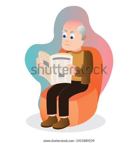 Old Man Reading Newspaper On Sofa Stock Vector Royalty Free 1451889239 Shutterstock